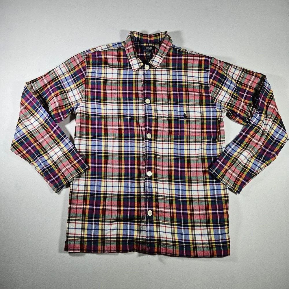Polo Ralph Lauren Sleepwear Men's Medium Plaid Long Sleeve Button‎ Shirt Pajama